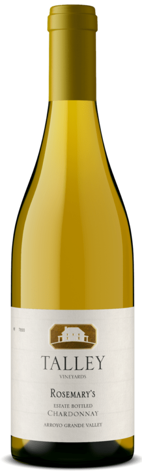 A bottle of Rosemary's Chardonnay by Talley Vineyards.