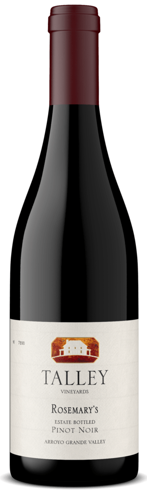 A bottle of Rosemary's Pinot Noir by Talley Vineyards.