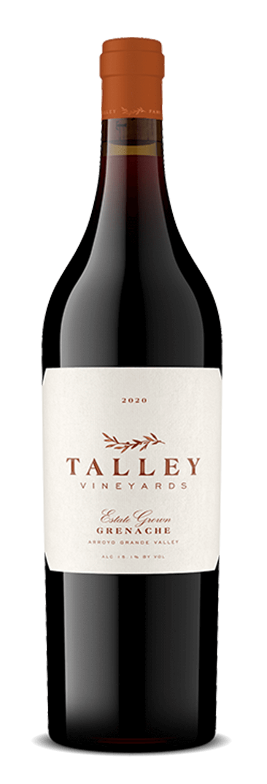 A bottle of 2020 Grenache by Talley Vineyards, San Luis Obispo Coast